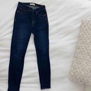 9” high rise dark blue skinny jeans stretch